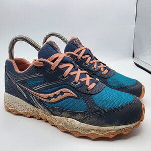 Saucony Cohesion TR14 LTT Kids Size 4 Blue Pink Trail Running Shoes School Walk